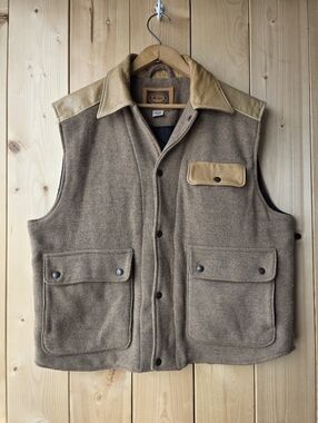 Vintage The Australian Outback Collection Wool Leather Blend Vest Mens Large